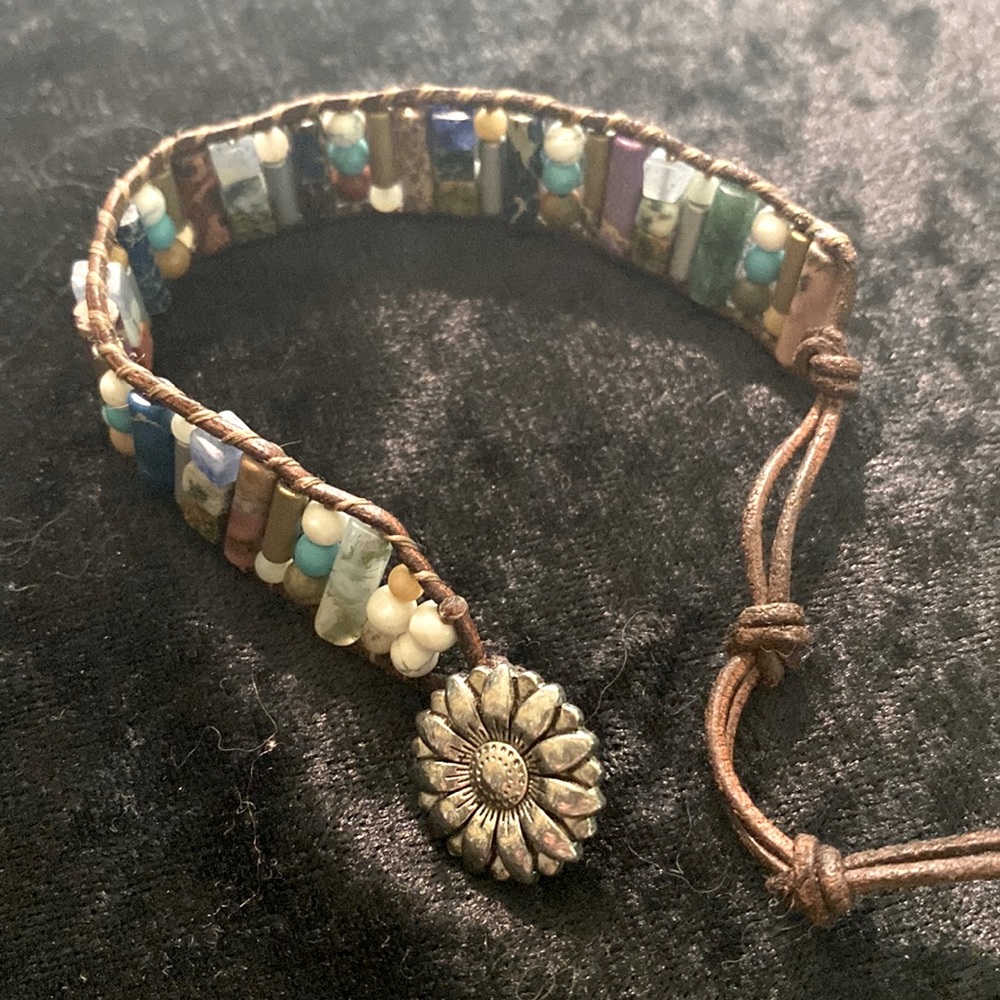 Positively Me Agate and leather bracelet